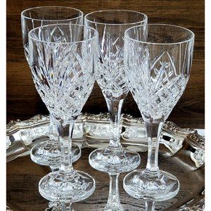 Godinger Dublin Cut Crystal Water Goblets 8" Shannon fine wine glasses set/4